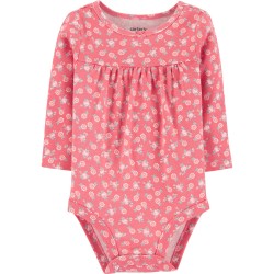 Carter's Body rosado con diseño de flores para bebé niña de 9 a 12 meses