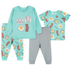 Gerber Set de Pijamas 4 Piezas 2 Polos, 2 Pantalones Diseño de Desayuno para niña de 4 Años