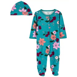 Carter's Conjunto de Pijama 2 piezas Turquesa Diseño de Flores para bebé niña de 0 a 3 meses